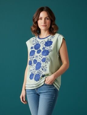 Double D Ranch Munoz Tee Frozen Margarita Folk Art Floral Western Boho